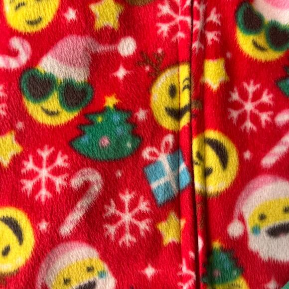 Sleep On It Emoji Christmas Union Suit Kids M 10/12 Red Santa Hooded Pajamas - Picture 5 of 9